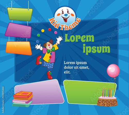 Vector blue cartoon kid template 