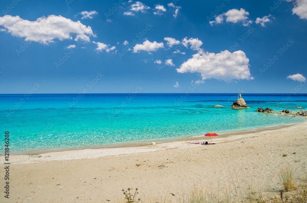 Avali beach, Lefkada island, Greece. Beautiful turquoise sea on the island of Lefkada in Greece.