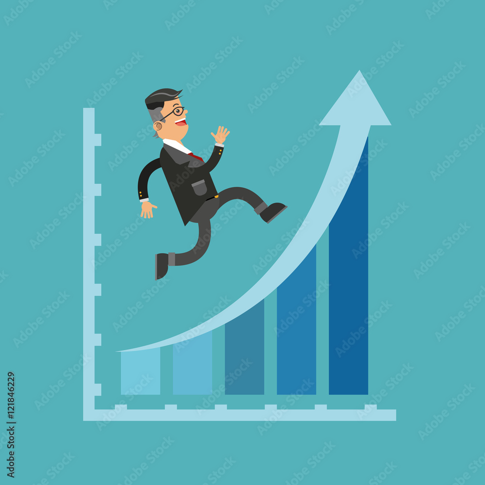 executive person in suit with chart graph business related icons image vector illustration executive person in suit with chart graph business related icons image vector illustration