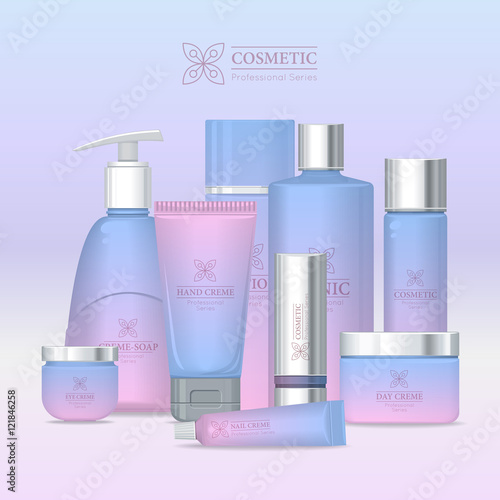 Professional Series Cosmetic Set Isolated. Vector