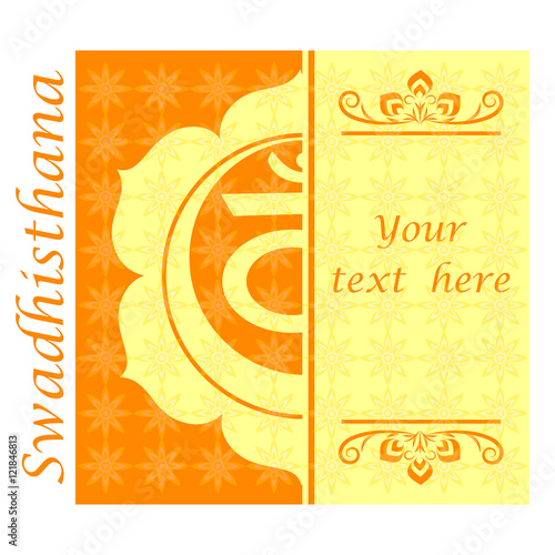 Banner with Half of Swadhisthana chakra sign. Template cards, invitations, flyers, posters. . Vector illustration.