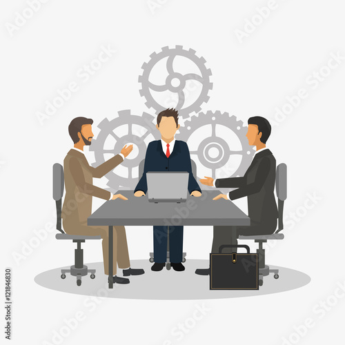 executive person in suit with gear business related icons image vector illustration