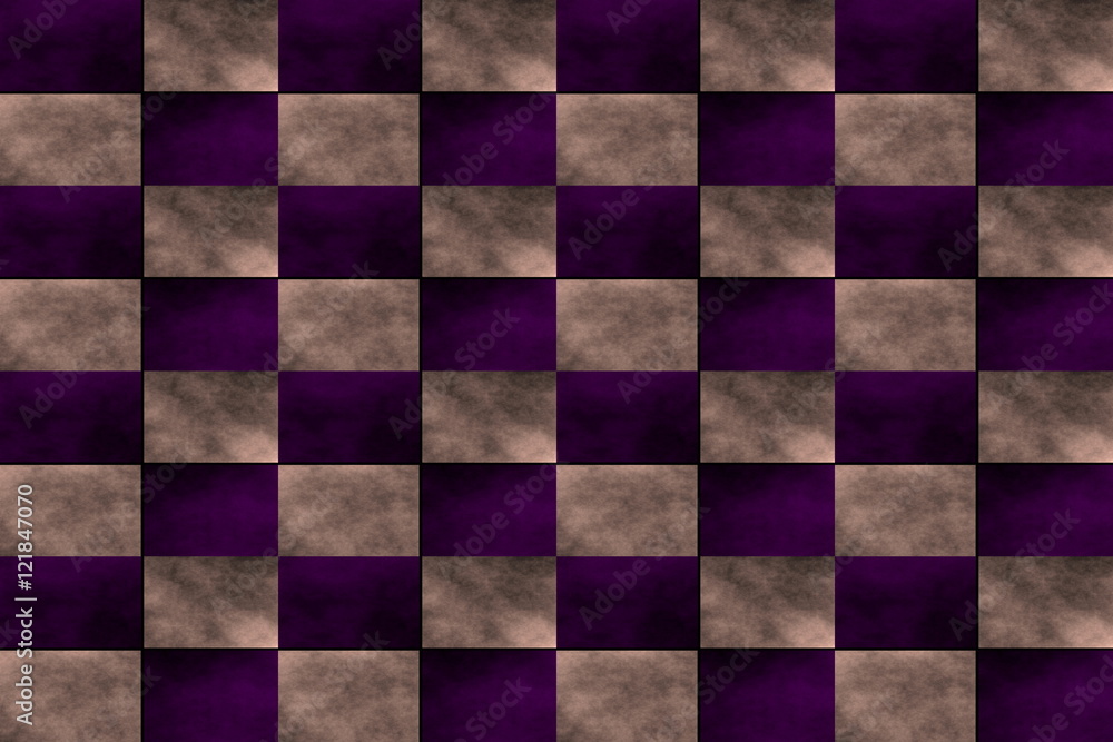 Fototapeta premium Illustration of an abstract purple and vanilla colored chessboard
