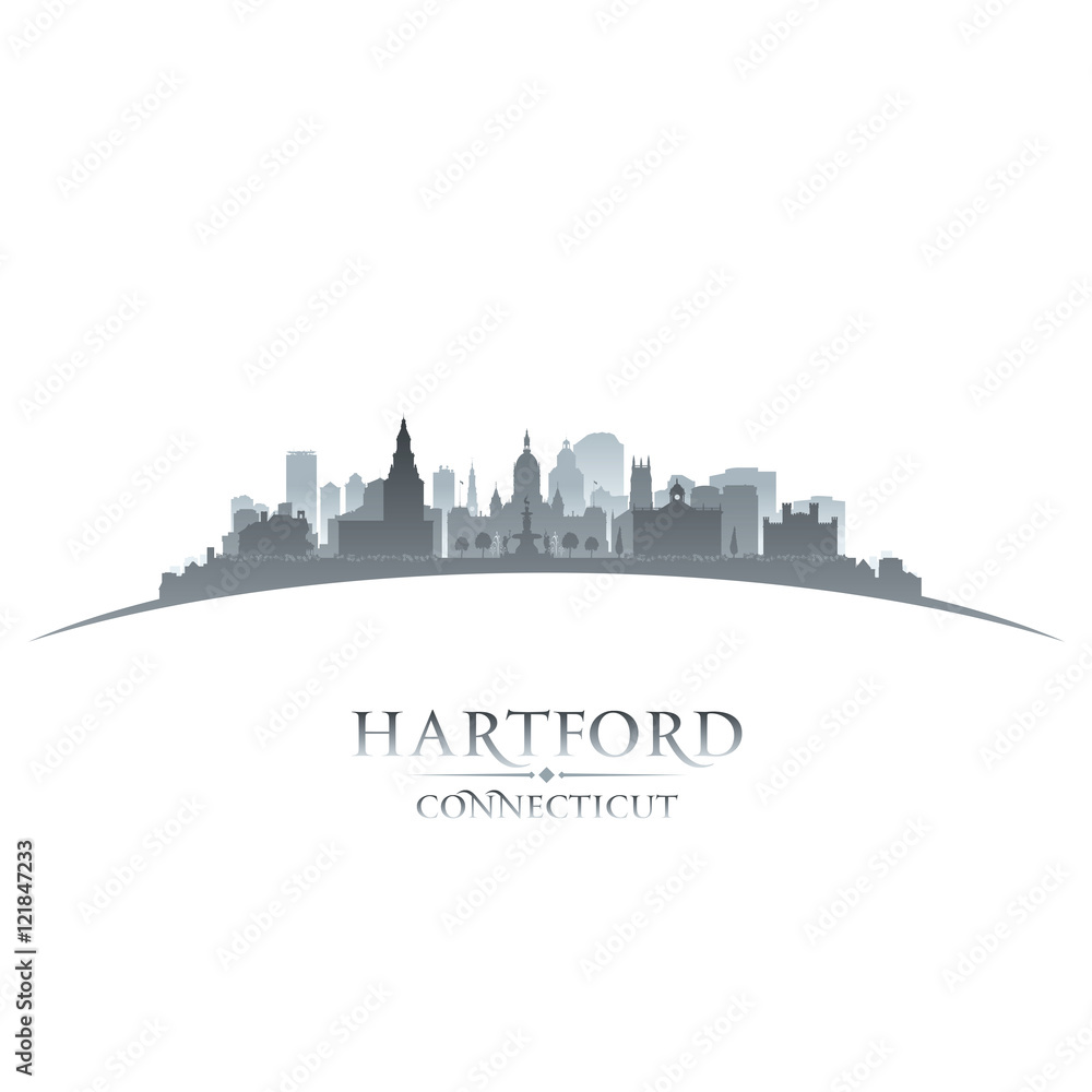 Hartford Connecticut city silhouette white background