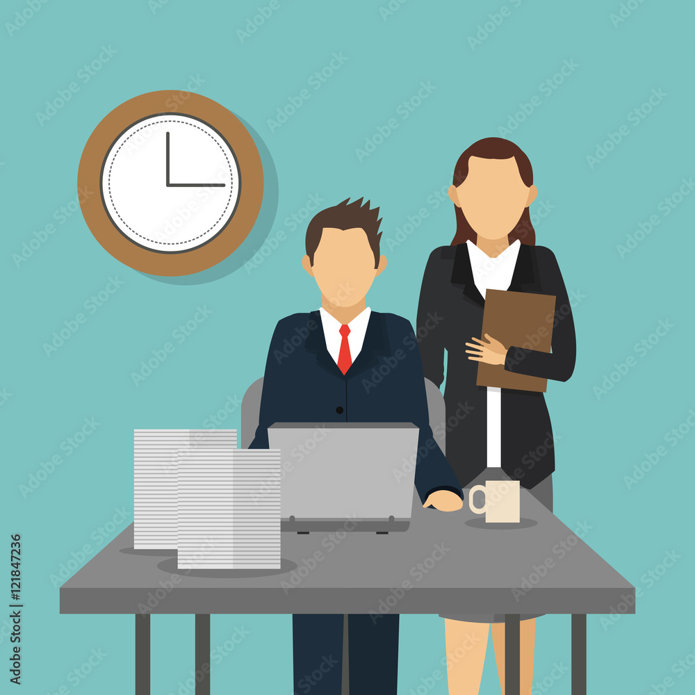 executive person in suit with  business related icons image vector illustration