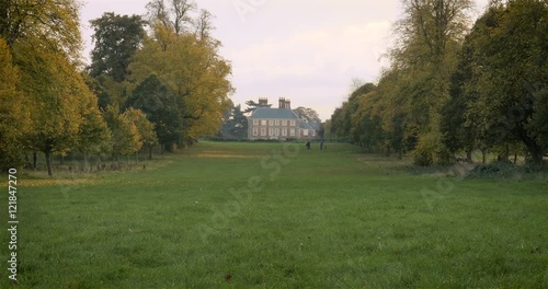 English manor house and park, pan