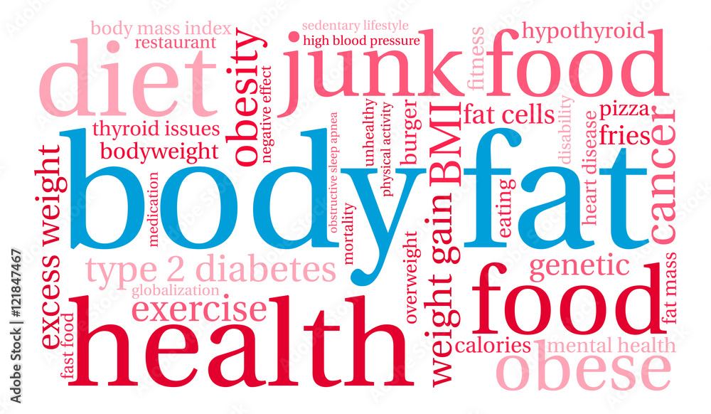 Fototapeta premium Body Fat Word Cloud on a white background. 