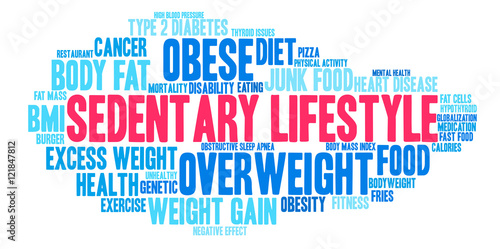 Sedentary Lifestyle word cloud on a white background.