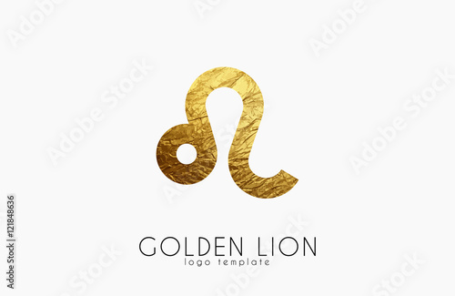 Golden lion. Golden zodiac sign. Lion zodiac