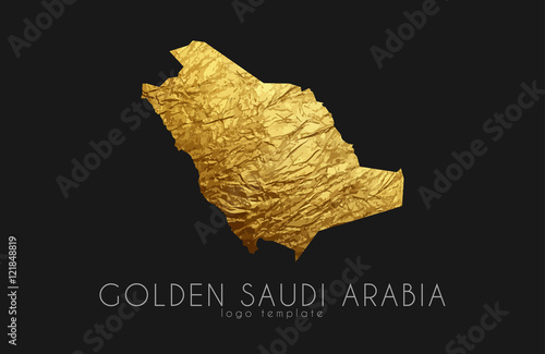 Saudi arab map. Golden Saudi Arab logo. Creative Saudi Arab logo design