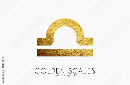 Golden scales. Golden zodiac sign. Scales zodiac
