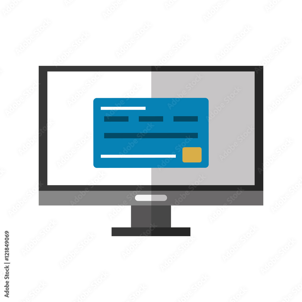 flat design computer and credit card icon vector illustration flat design computer and credit card icon vector illustration