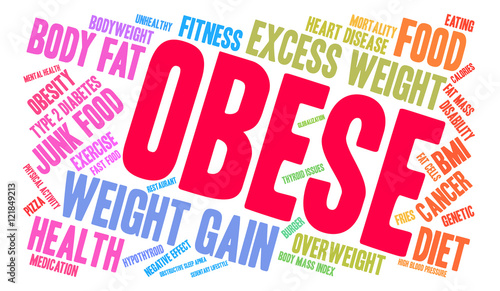 Obese Word Cloud on a white background. 