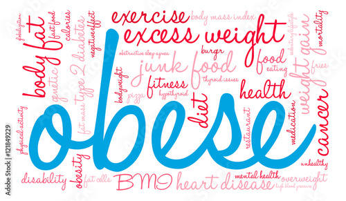 Obese Word Cloud on a white background. 