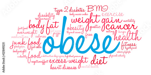 Obese word cloud on a white background. 