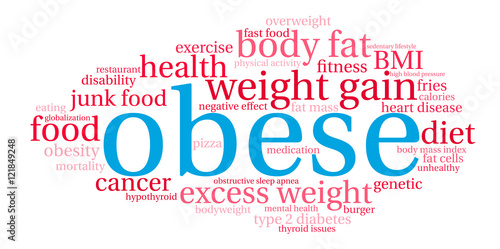 Obese Word Cloud on a white background. 