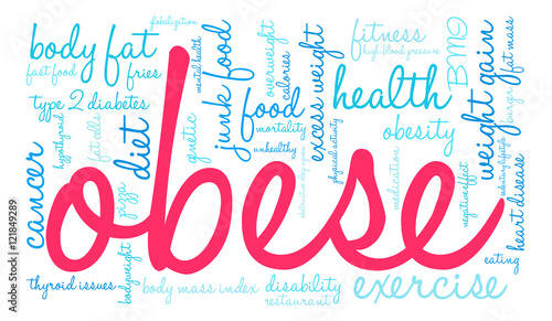 Obese Word Cloud on a white background. 
