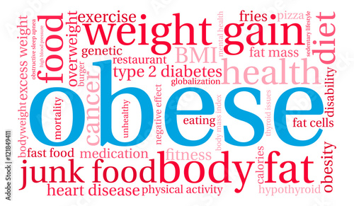 Obese Word Cloud on a white background. 