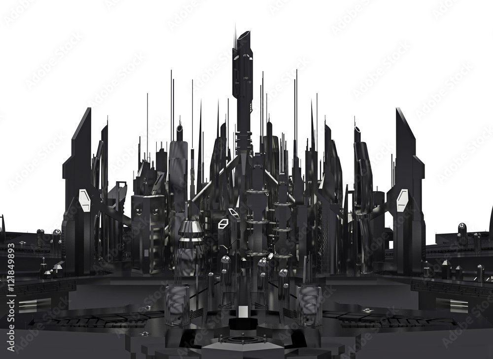 Fototapeta premium dark futuristic city. 3d rendering