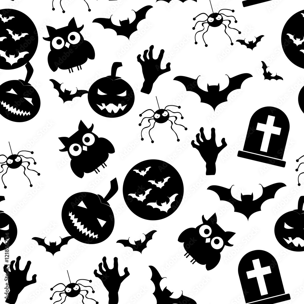 Obraz premium Halloween seamless pattern. Vector background