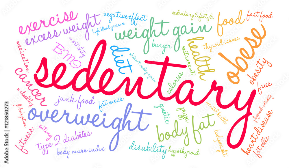 Sedentary Word Cloud on a white background. 
