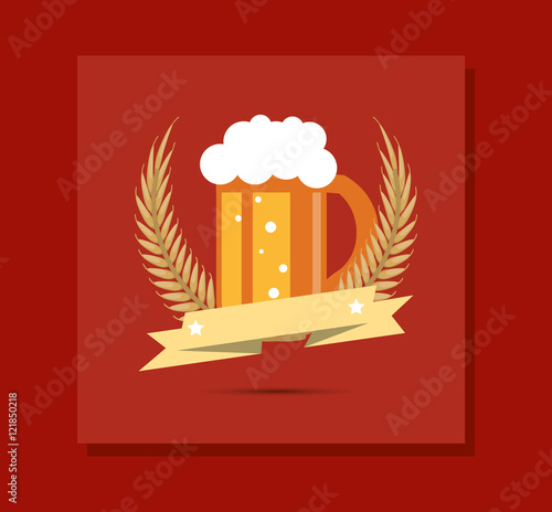 flat design glass of beer emblem image vector illustration