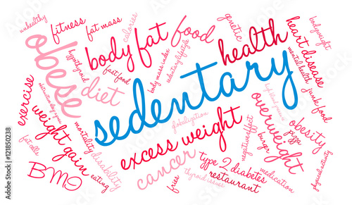 Sedentary Word Cloud on a white background. 