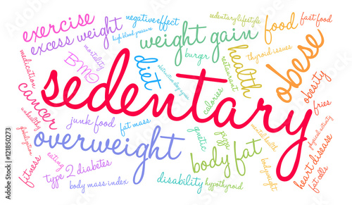 Sedentary Word Cloud on a white background. 