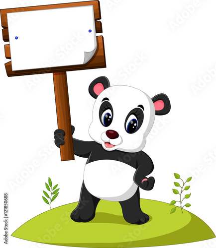 Fototapeta Naklejka Na Ścianę i Meble -  Cartoon panda presenting

