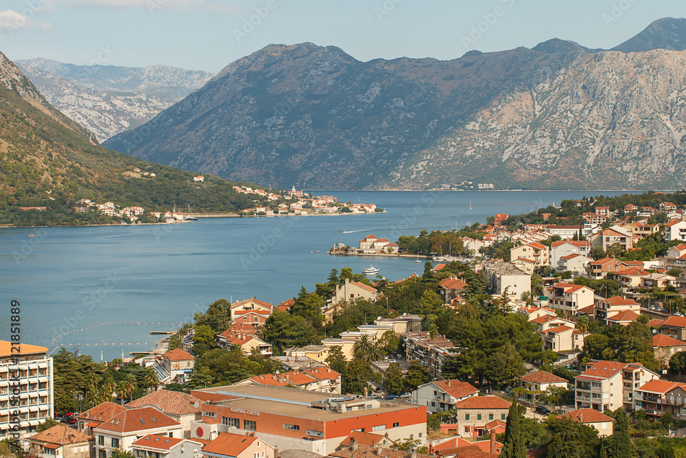 Top view of the town of Kotor, Montenegro