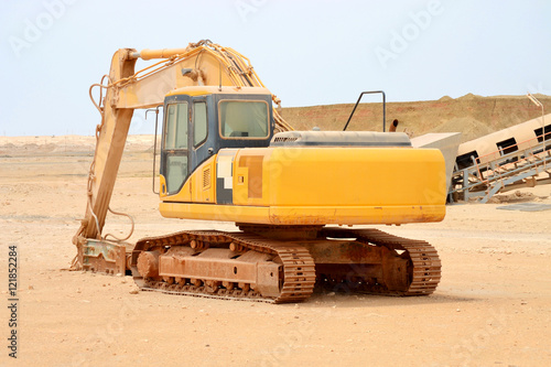 Excavator on site platform