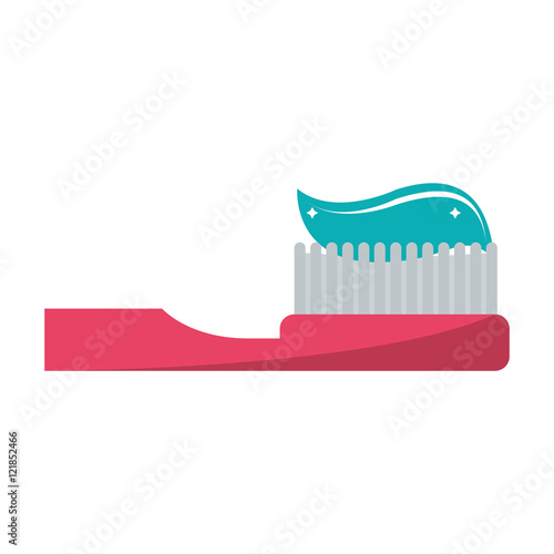 Toothbrush with toothpaste icon. Dental medical and health care theme. Isolated design. Vector illustration
