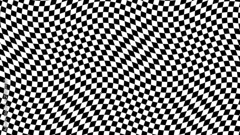 Diseño Ajedrezado en Blanco y Negro Ondulante