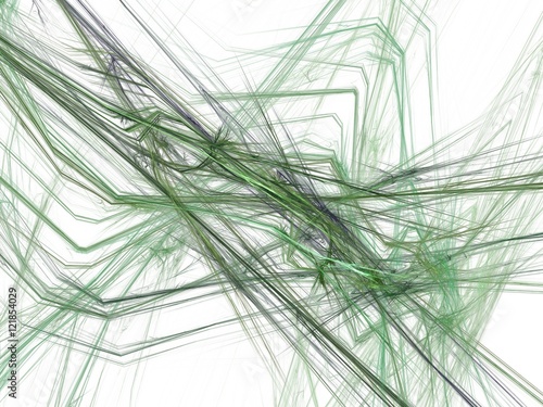 Abstract fractal in a chaotic bundle of green thread