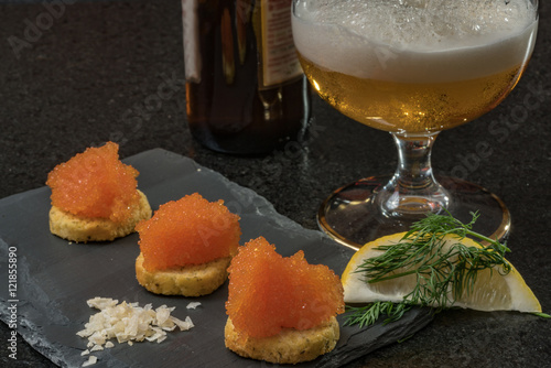 Exclusive starter with Swedish caviar on a cracker