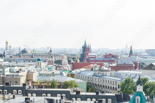 MOSCOW - AUGUST 21, 2016: View of downtown Moscow with Kremlin and churches on August 21, 2016 in Moscow, Russia.