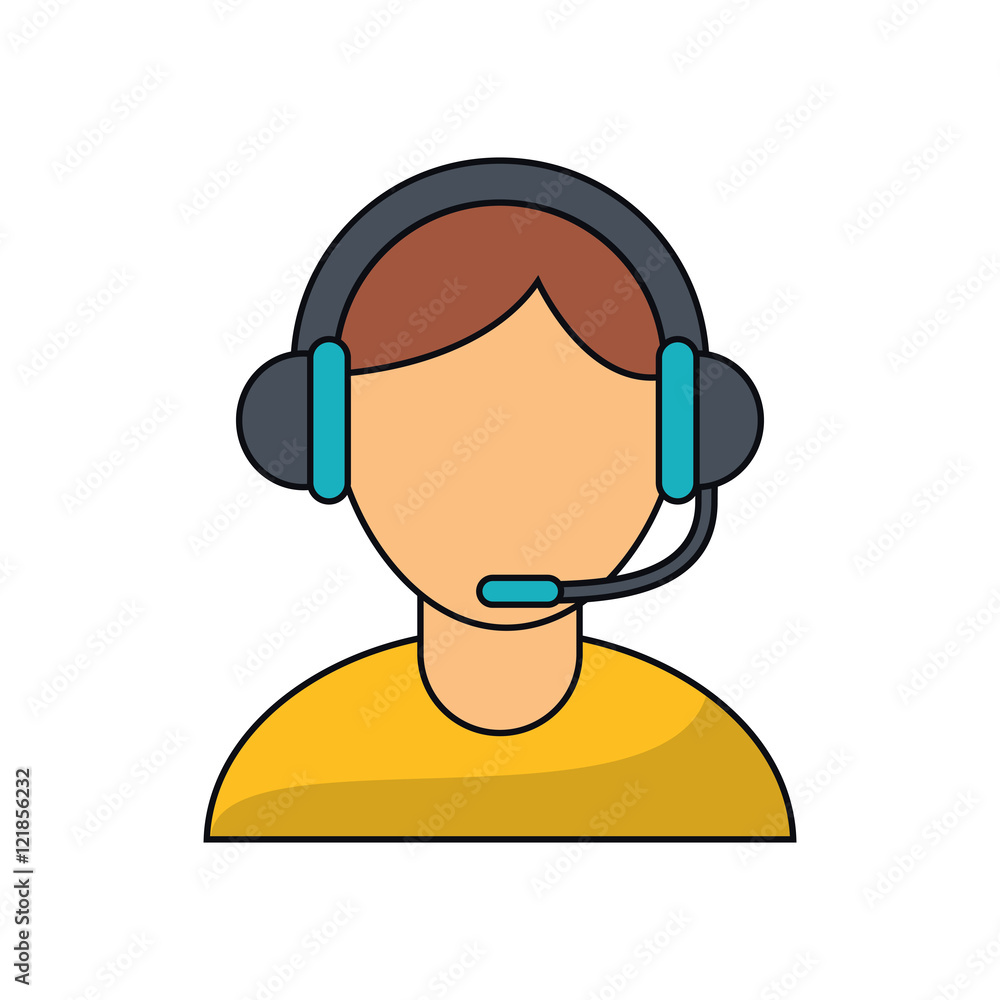 Operator man with headphone icon. Call center and technical service theme. Isolated design. Vector illustration Operator man with headphone icon. Call center and technical service theme. Isolated design. Vector illustration