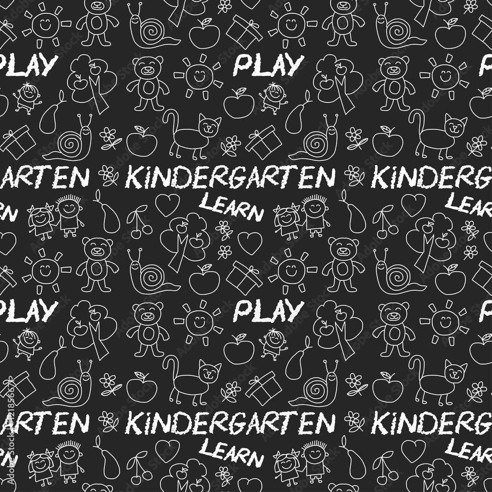 Play Learn and grow together Image on blackboard Play Learn and grow together Image on blackboard