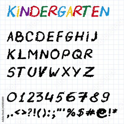 Hand drawn chalk font for kindergarten