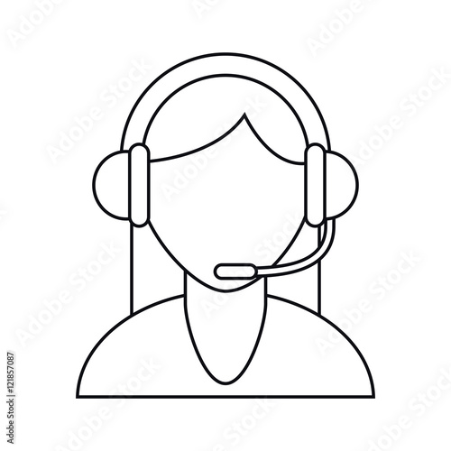 Operator woman with headphone icon. Call center and technical service theme. Isolated design. Vector illustration