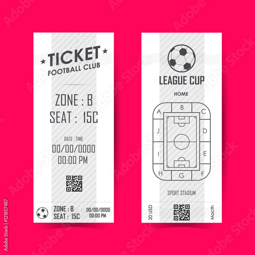 Football, Soccer Ticket Vertical Design. Vector illustration