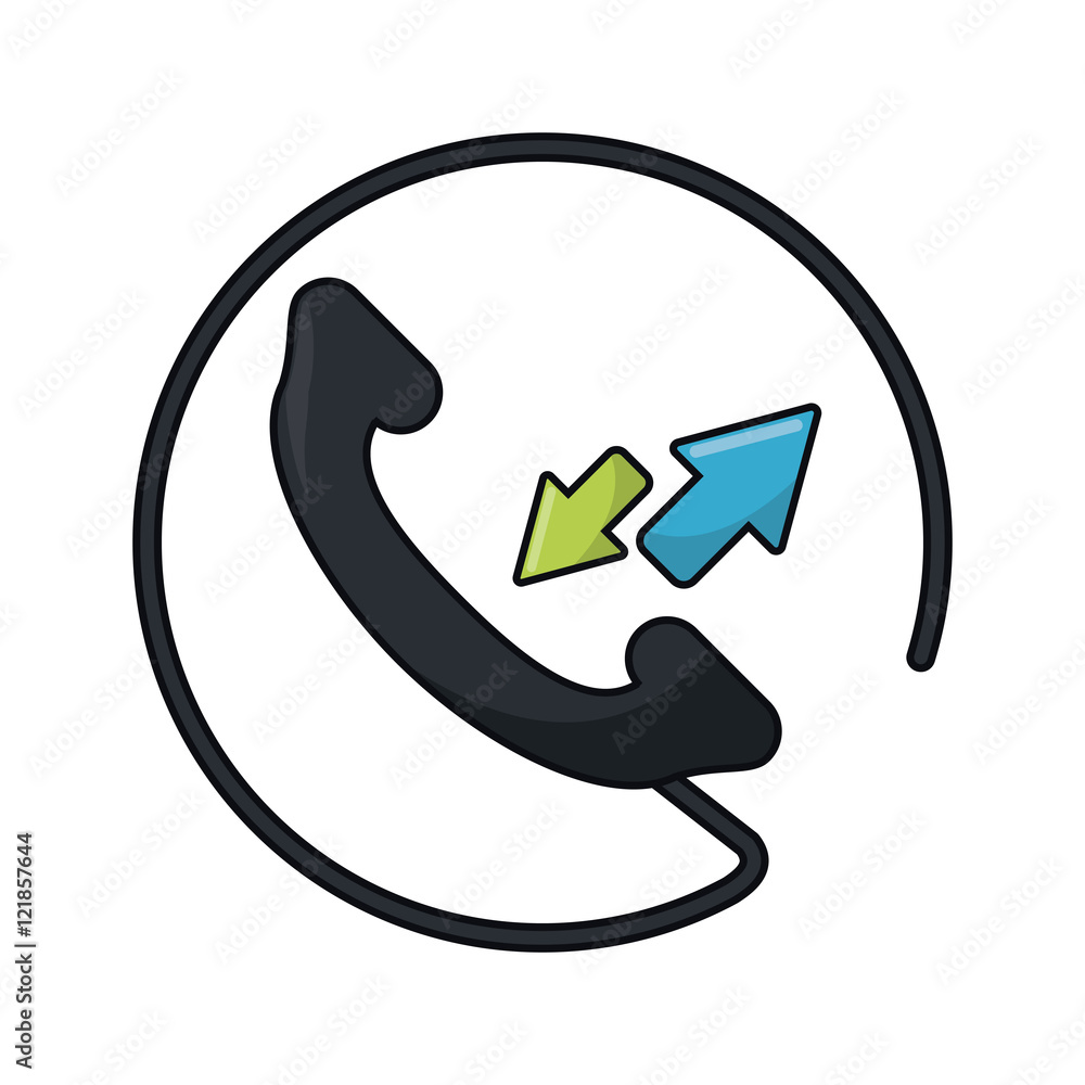 Traditional phone with arrows icon. call telephone and communication theme. Isolated design. Vector illustration Traditional phone with arrows icon. call telephone and communication theme. Isolated design. Vector illustration