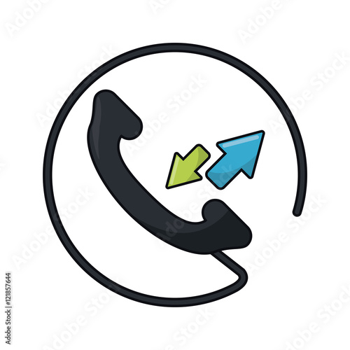 Traditional phone with arrows icon. call telephone and communication theme. Isolated design. Vector illustration