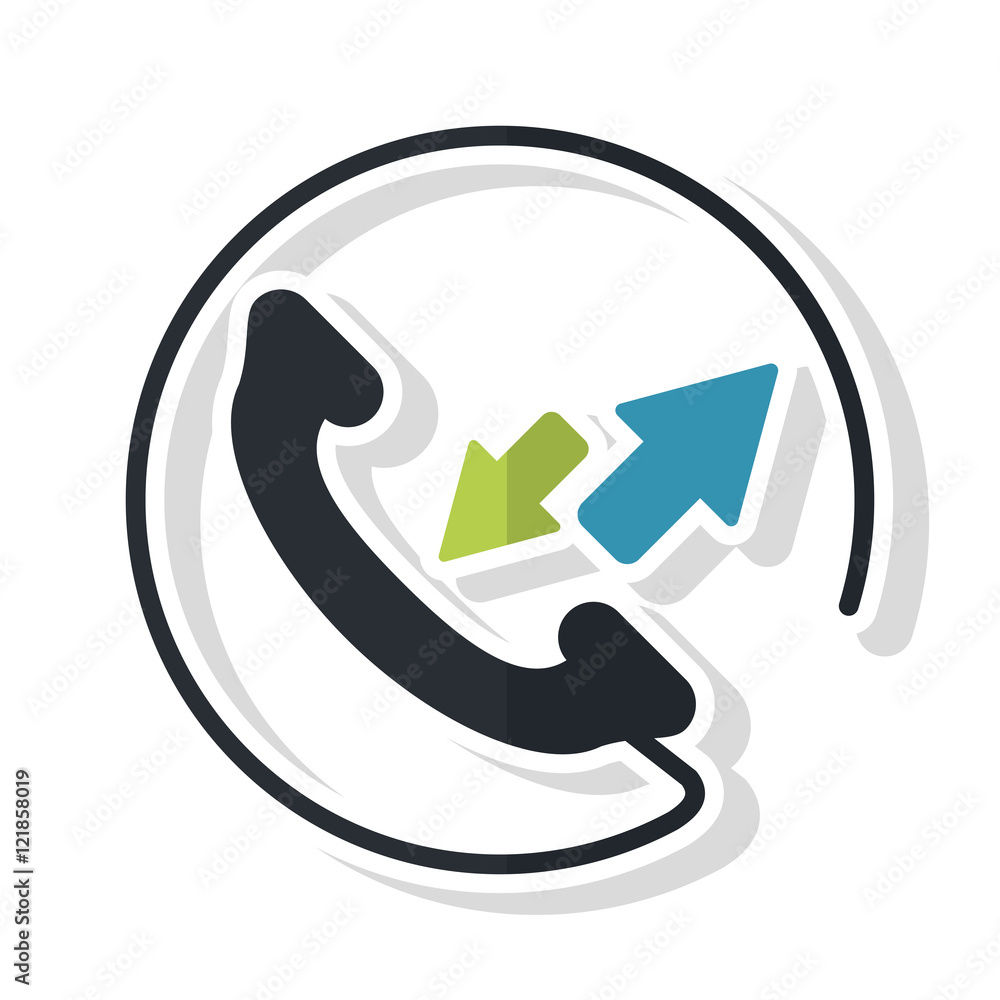 Traditional phone with arrows icon. call telephone and communication theme. Isolated design. Vector illustration Traditional phone with arrows icon. call telephone and communication theme. Isolated design. Vector illustration