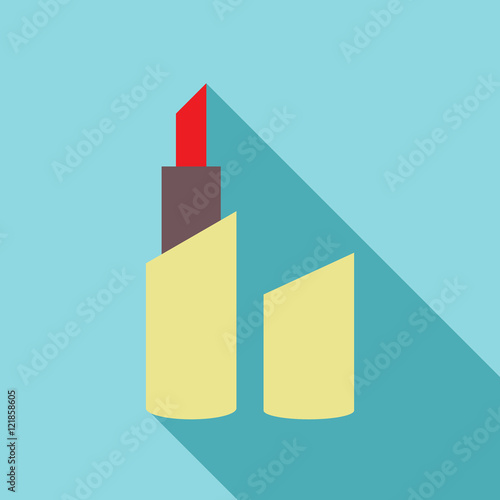 Red lipstick pomade icon in flat style isolated with long shadow vector illustration