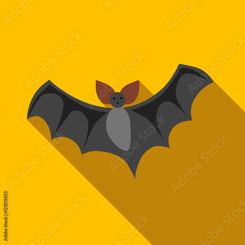 Flight of a bat ficon in flat style isolated with long shadow vector illustration photo