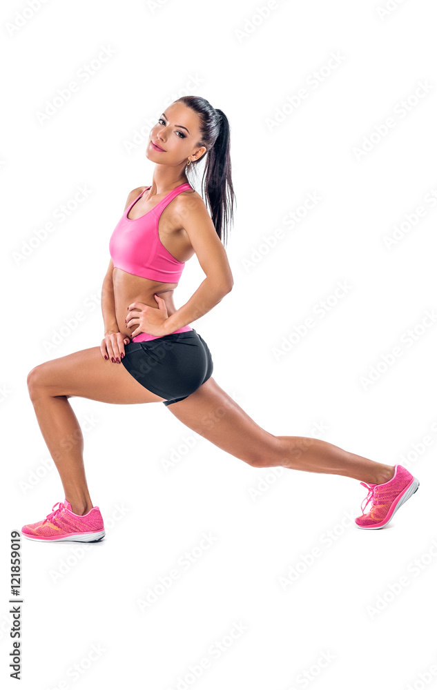 Sporty female isolated on white background. Sporty female isolated on white background.