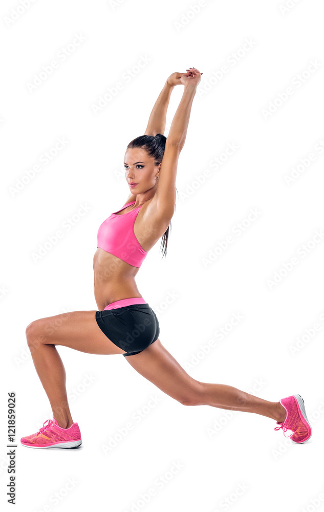 Sporty female isolated on white background. Sporty female isolated on white background.