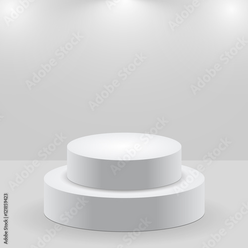 3d isolated Empty white podium on gray background