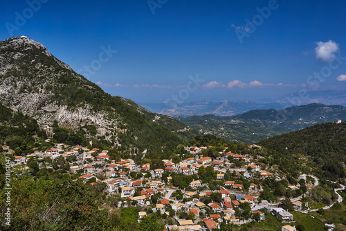 City Egklouvi on the mountainside on the island of Lefkada. © GKor